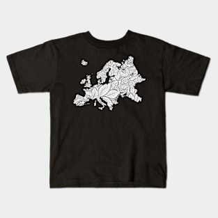 Mandala art map of Europe with text in white Kids T-Shirt